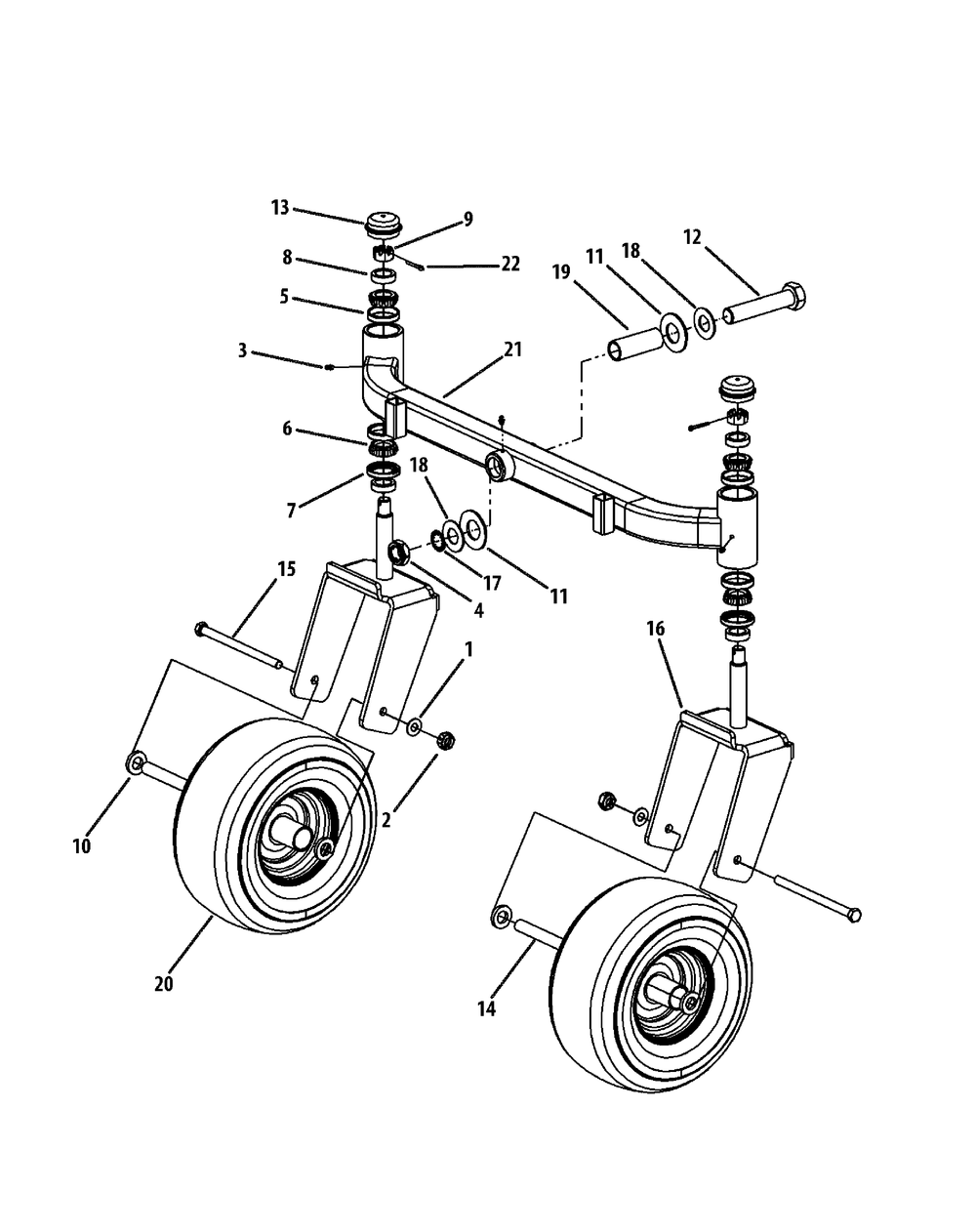 Front Caster Assembly Diagram and Parts List for M60-KH (53CH8CT6050-27HP)(2011) Cub Cadet Lawn Tractor